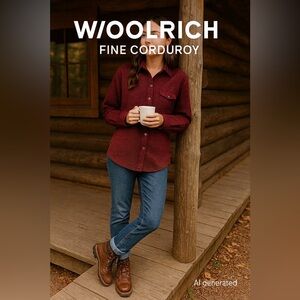 Woolrich Women’s Fine Corduroy Shirt Red Black Check Plaid Size M